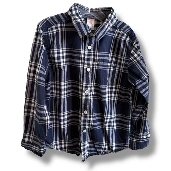Gymboree Blue & White Button Down Shirt Classic Style Hometown Hero Plaid S 5-6 - Picture 1 of 4